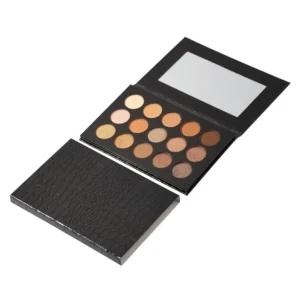 Private Label No Logo New 15 Shades Eyeshadow Palette, Black Leather Case Matte & Shimmer Nude Color Eye Makeup Cosmetics