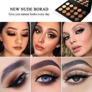 Private Label No Logo New 15 Shades Eyeshadow Palette, Black Leather Case Matte & Shimmer Nude Color Eye Makeup Cosmetics