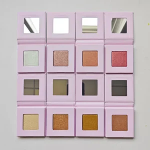 Private Label No Logo 16 Shades Square Highlighter Palette, Fine Glitter Brightening Contour Face Highlighter Powder