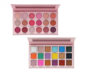Private Label No Logo 18 Shades Earth Tone Eyeshadow Palette, Matte Shimmer Fine Glitter Long Wear with Highlight Contour Function