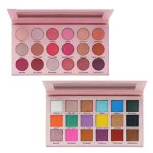 Private Label No Logo 18 Shades Earth Tone Eyeshadow Palette, Matte Shimmer Fine Glitter Long Wear with Highlight Contour Function