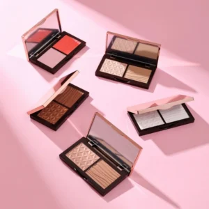 Private Label No Logo 2 Color Contour Pressed Powder, All-in-One Setting Powder with Highlight & Shade for Face Side Shadow Sculpting