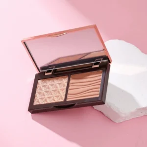 Private Label No Logo 2 Color Contour Pressed Powder, All-in-One Setting Powder with Highlight & Shade for Face Side Shadow Sculpting