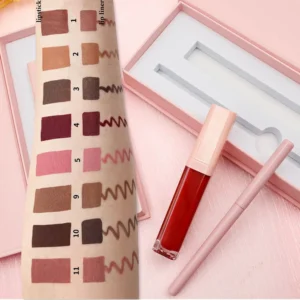 Private Label No Logo 2 In 1 Lip Cosmetic Kit, Waterproof Non-transfer Lip Gloss & Lip Liner Combo Set
