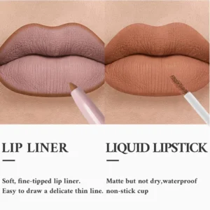 Private Label No Logo 2 In 1 Lip Cosmetic Kit, Waterproof Non-transfer Lip Gloss & Lip Liner Combo Set
