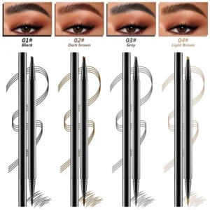 Private Label No Logo Ultra Fine 4 Fork Tip Liquid Eyebrow Pen, Waterproof Smudge Resistant Natural Wild Brow Makeup Wholesale