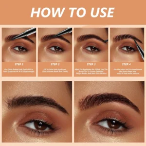 Private Label No Logo Ultra Fine 4 Fork Tip Liquid Eyebrow Pen, Waterproof Smudge Resistant Natural Wild Brow Makeup Wholesale