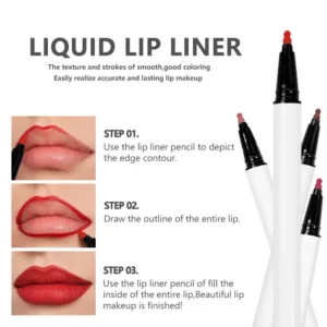 Private Label No Logo 4 Shades Velvet Liquid Lip Liner, Matte Waterproof Easy Pigment Portable Lip Makeup