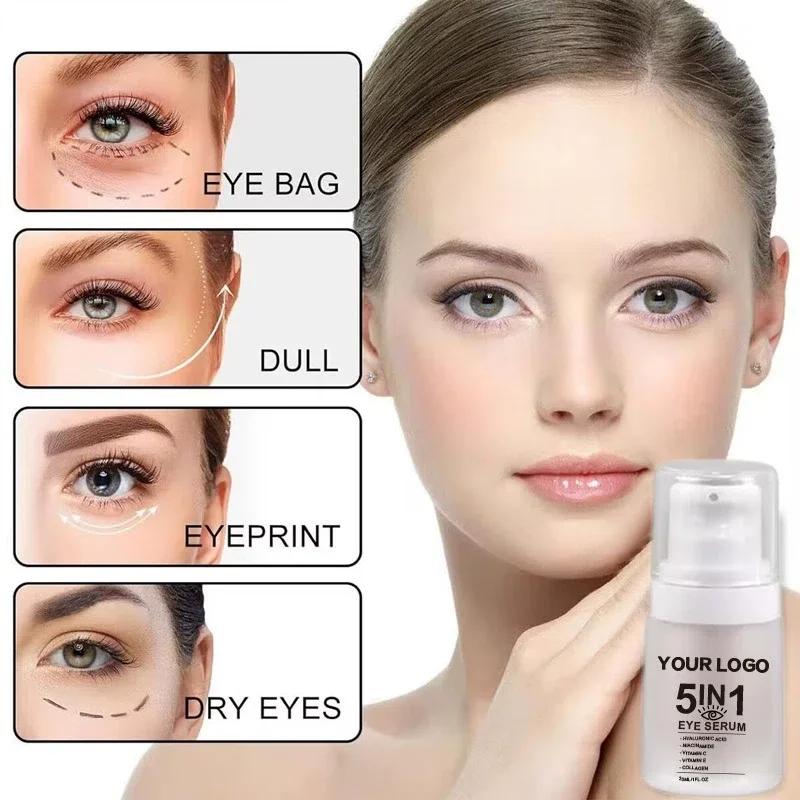 30ml 5 In 1 Private Label No Logo Eye Care Serum, Dark Circle Reducing Puffiness Minimizing Nourishing Under Eye Repair Essence