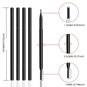 Private Label No Logo 6 Shades Ultra-fine Auto Rotating Eyebrow Pencil, Dual-ended Self-sharpening Brow Pencil with Brush