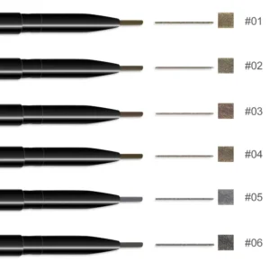 Private Label No Logo 6 Shades Ultra-fine Auto Rotating Eyebrow Pencil, Dual-ended Self-sharpening Brow Pencil with Brush