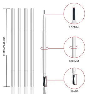 Private Label No Logo 6 Shades Ultra-fine Auto Rotating Eyebrow Pencil, Dual-ended Self-sharpening Brow Pencil with Brush