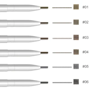 Private Label No Logo 6 Shades Ultra-fine Auto Rotating Eyebrow Pencil, Dual-ended Self-sharpening Brow Pencil with Brush
