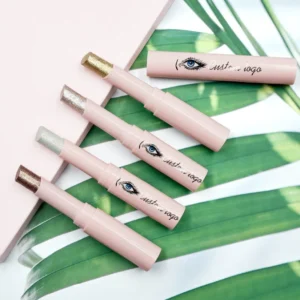 Private Label No Logo Auto Rotating Crystal Jelly Highlighter Stick, Shimmer Glitter Cream Texture Brightening Eyeshadow Stick