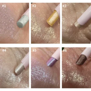 Private Label No Logo Auto Rotating Crystal Jelly Highlighter Stick, Shimmer Glitter Cream Texture Brightening Eyeshadow Stick