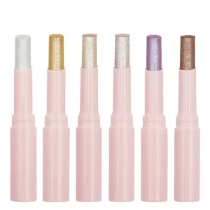 Private Label No Logo Auto Rotating Crystal Jelly Highlighter Stick, Shimmer Glitter Cream Texture Brightening Eyeshadow Stick