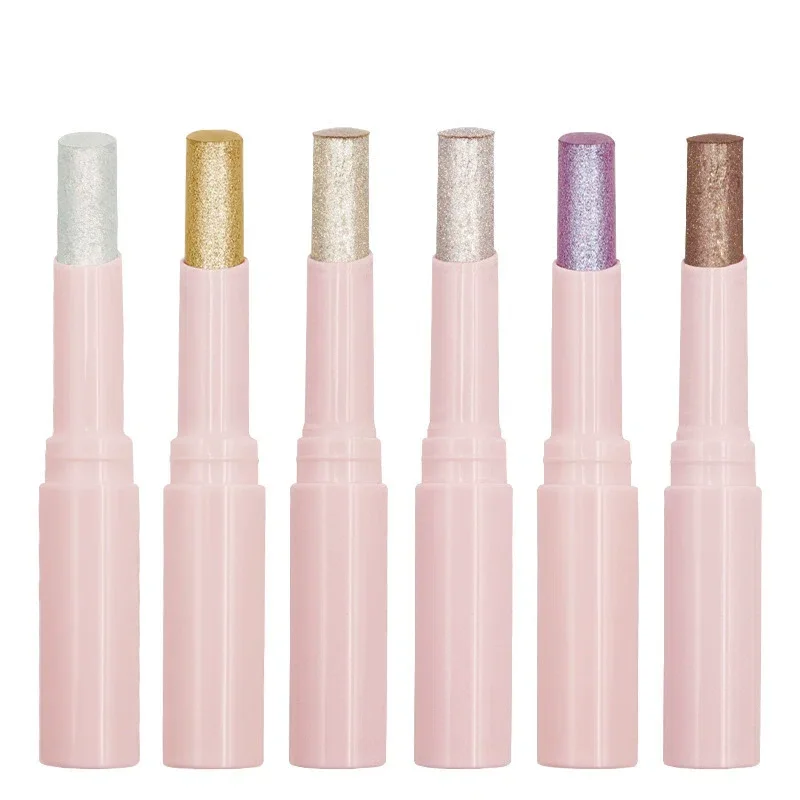 Private Label No Logo Auto Rotating Crystal Jelly Highlighter Stick, Shimmer Glitter Cream Texture Brightening Eyeshadow Stick