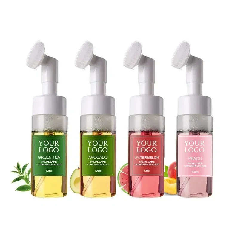 Private Label No Logo Avocado Rose Green Tea Cleansing Mousse, Deep Cleansing Refreshing Foam Cleanser for Men and Women