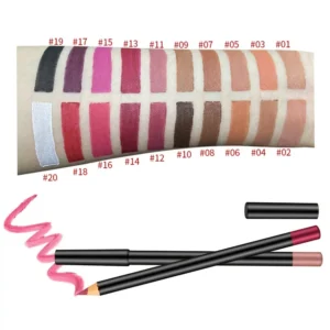 Private Label No Logo 20 Shades Black Barrel Matte Lip Liner, Waterproof Easy Pigment Long Lasting Lipstick Pencil