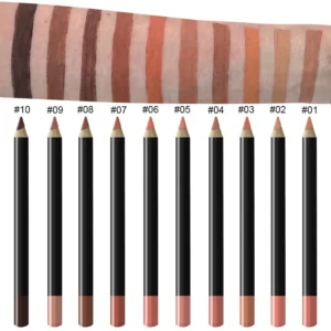 Private Label No Logo 20 Shades Black Barrel Matte Lip Liner, Waterproof Easy Pigment Long Lasting Lipstick Pencil