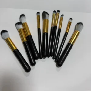 10Pcs Private Label No Logo Black Gold Soft Makeup Brush Set, Multi-purpose Cosmetic Brushes for Foundation Eyeshadow Blush Daily Beauty Tools
