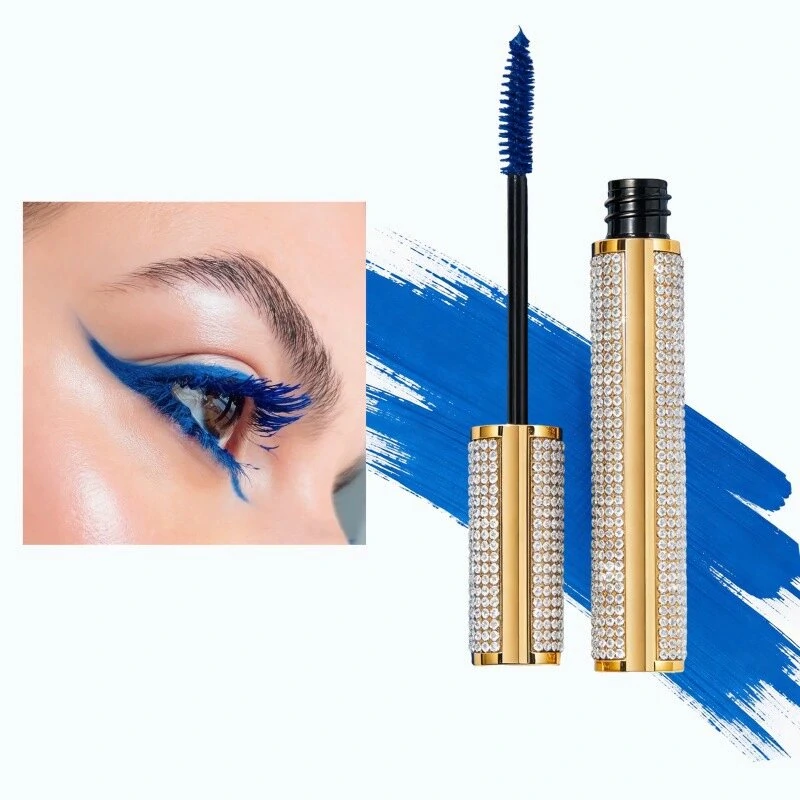Private Label No Logo Blue Colored Mascara, Lengthening Curling Volumizing Waterproof Smudge Resistant Eyelash Makeup