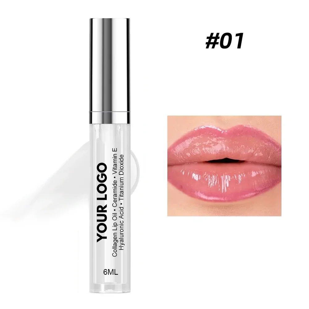 6ml Private Label No Logo Collagen Lip Oil with Silver Cap, Hydrating Moisturizing Plumping Dudu Lips Lip Serum for Daily Lip Repair & Lip Care