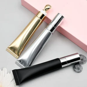 Private Label No Logo 20g Color Changing Plumping Lip Oil, Squeeze Tube with Zinc Alloy Massage Tip for Dudu Lips