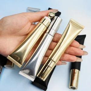 Private Label No Logo 20g Color Changing Plumping Lip Oil, Squeeze Tube with Zinc Alloy Massage Tip for Dudu Lips