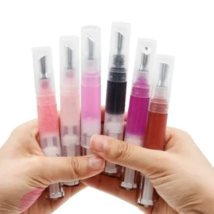 Private Label No Logo Viral Color Changing Lip Balm, Vacuum Rotating Tube Shimmer Plumping Lip Oil