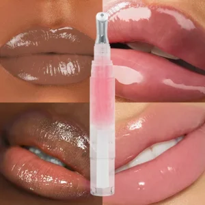 Private Label No Logo Viral Color Changing Lip Balm, Vacuum Rotating Tube Shimmer Plumping Lip Oil