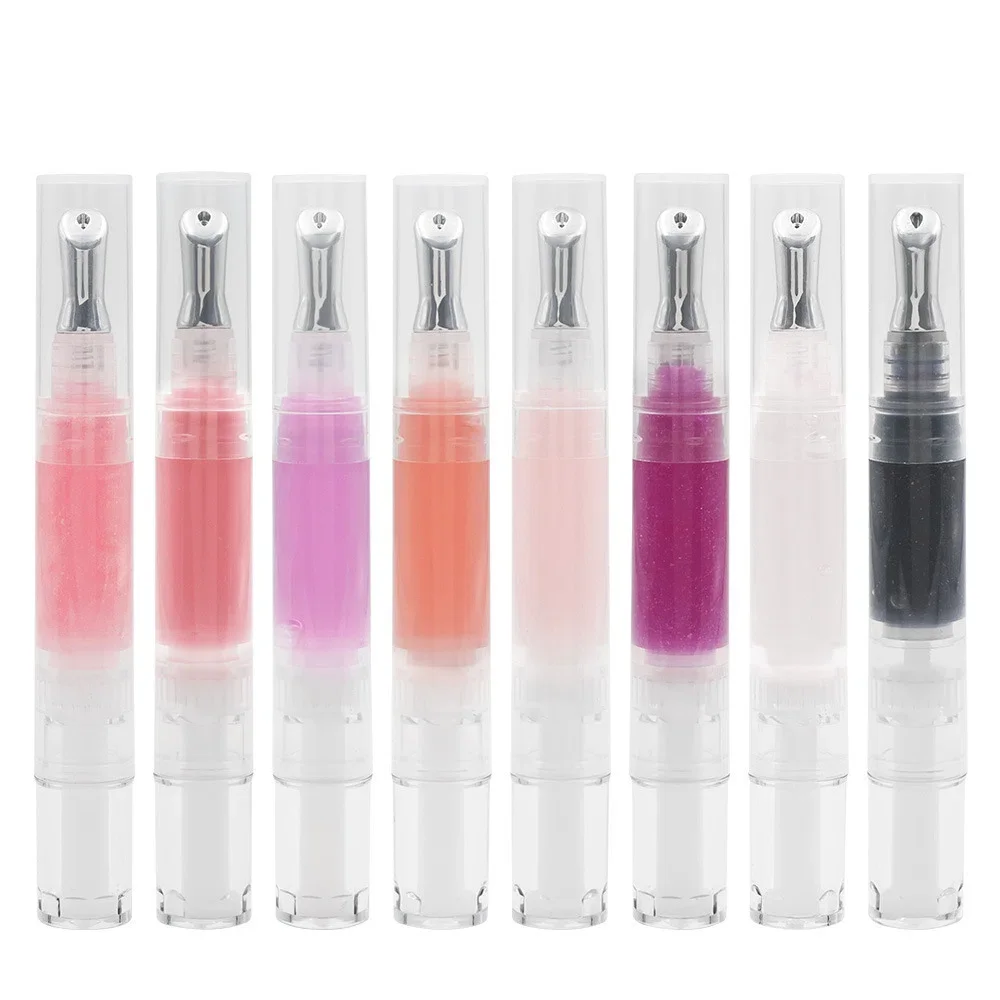 Private Label No Logo Viral Color Changing Lip Balm, Vacuum Rotating Tube Shimmer Plumping Lip Oil