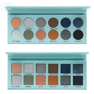 Private Label No Logo Colorful Matte Fine Glitter Eyeshadow Palette with Highlight & Contour for Tear Trough Makeup