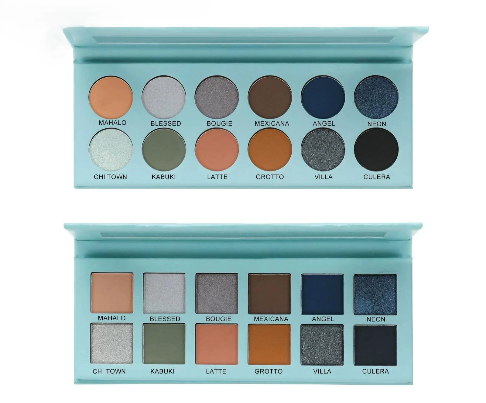 Private Label No Logo Colorful Matte Fine Glitter Eyeshadow Palette with Highlight & Contour for Tear Trough Makeup