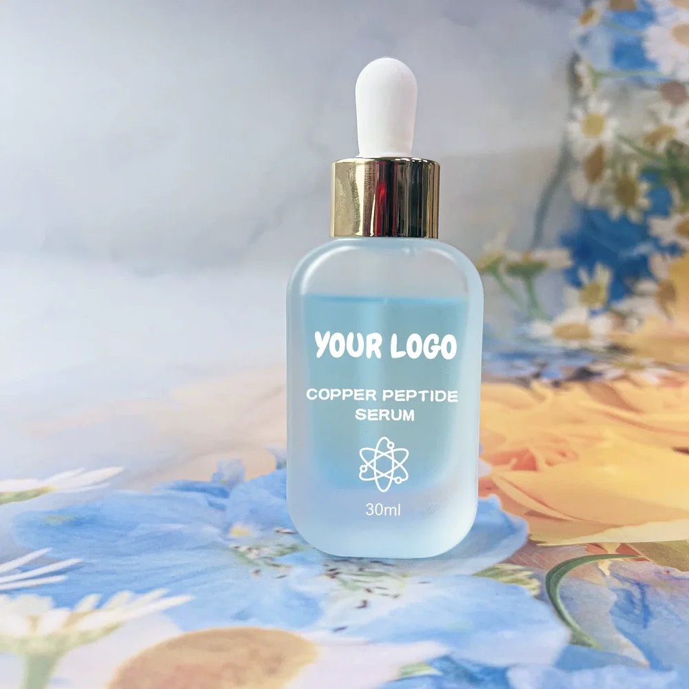 Private Label No Logo Copper Peptide Facial Serum, Hydrating Repair Pore Tightening Concentrate Essence for Daily Skin Care