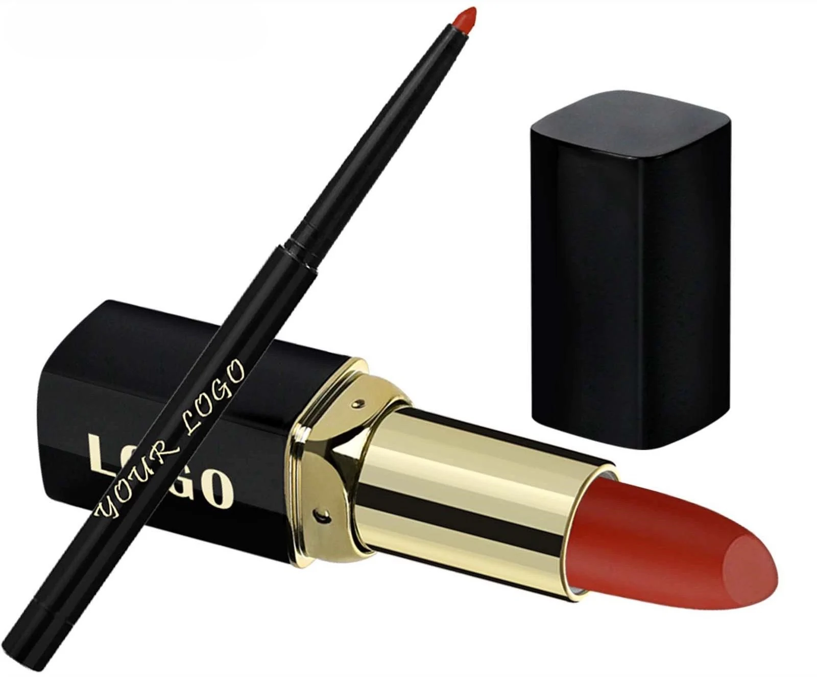 Custom Personalized Private Label No Logo Waterproof Matte 2 In 1 Lipstick & Lip Liner Lip Kit