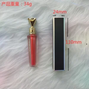 Private Label No Logo Premium Diamond Tip Lip Gloss, Shimmer Glossy Gradient Tube Hydrating Lip Oil