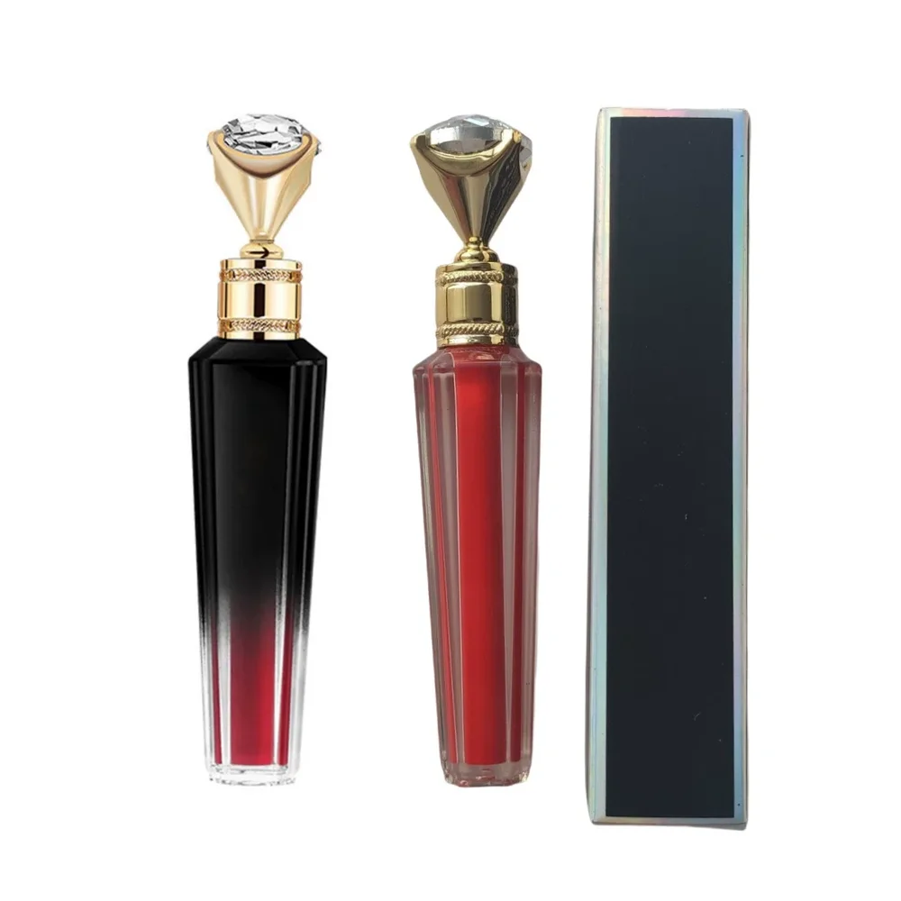 Private Label No Logo Premium Diamond Tip Lip Gloss, Shimmer Glossy Gradient Tube Hydrating Lip Oil