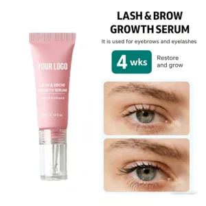 10ml Private Label No Logo Eyelash & Eyebrow Growth Serum, Nourishing Lengthening Enhancer Liquid for Lash & Brow Daily Beauty Care