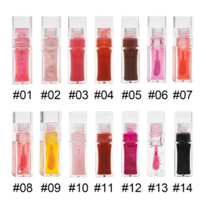 Private Label No Logo Fruit Flavor Temperature Changing Lip Gloss, Plumping Lip Oil in Transparent Water Drop Tube