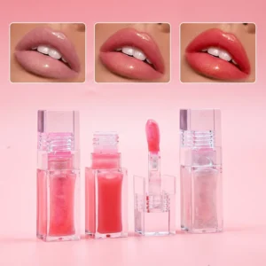 Private Label No Logo Fruit Flavor Temperature Changing Lip Gloss, Plumping Lip Oil in Transparent Water Drop Tube