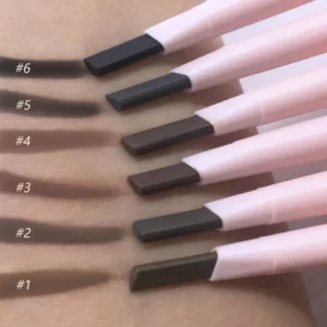 Private Label No Logo Gradient Gold & Black Auto Brow Pencil, Dual-ended Angled Brow Pencil with Brush Waterproof Long Lasting
