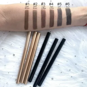 Private Label No Logo Gradient Gold & Black Auto Brow Pencil, Dual-ended Angled Brow Pencil with Brush Waterproof Long Lasting