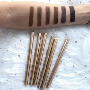Private Label No Logo Gradient Gold & Black Auto Brow Pencil, Dual-ended Angled Brow Pencil with Brush Waterproof Long Lasting