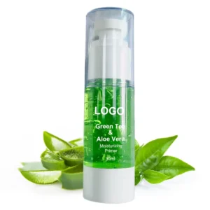 Private Label No Logo Green Tea & Aloe Vera Face Primer, Oil Control Hydrating Transparent Isolation Base Makeup for Daily Skin Care