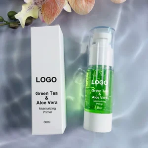 Private Label No Logo Green Tea & Aloe Vera Face Primer, Oil Control Hydrating Transparent Isolation Base Makeup for Daily Skin Care