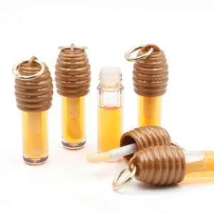 Private Label No Logo Honey Lip Oil with Bag Clip & Keychain, Portable Hydrating Glossy Lip Makeup