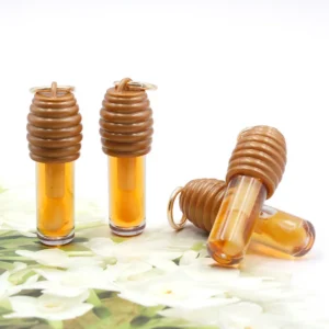 Private Label No Logo Honey Lip Oil with Bag Clip & Keychain, Portable Hydrating Glossy Lip Makeup