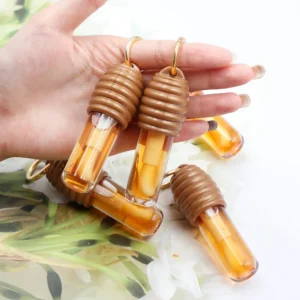 Private Label No Logo Honey Lip Oil with Bag Clip & Keychain, Portable Hydrating Glossy Lip Makeup