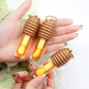 Private Label No Logo Honey Lip Oil with Bag Clip & Keychain, Portable Hydrating Glossy Lip Makeup
